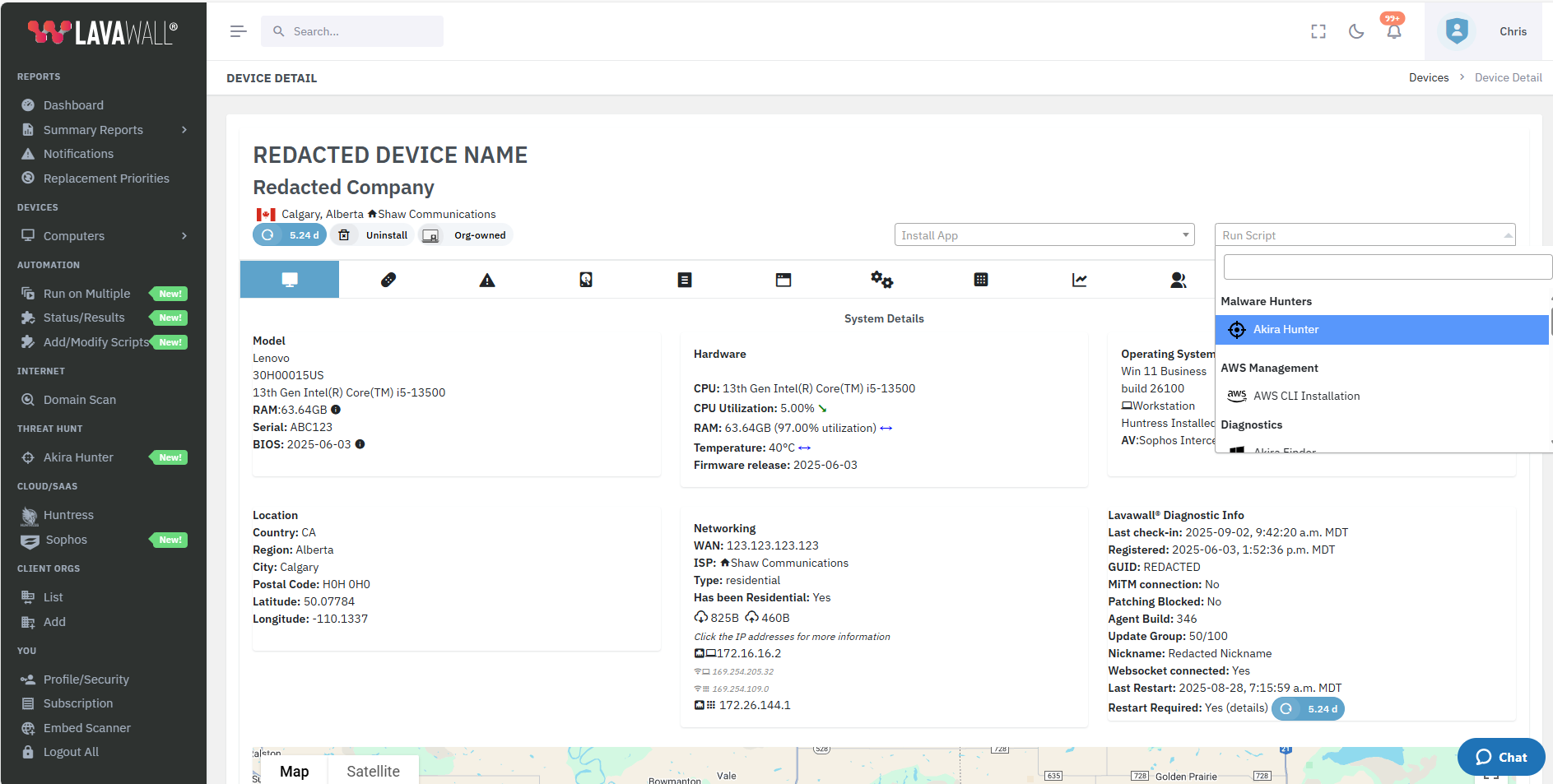 Deploy the Akira Ransomware Hunter from Device Details