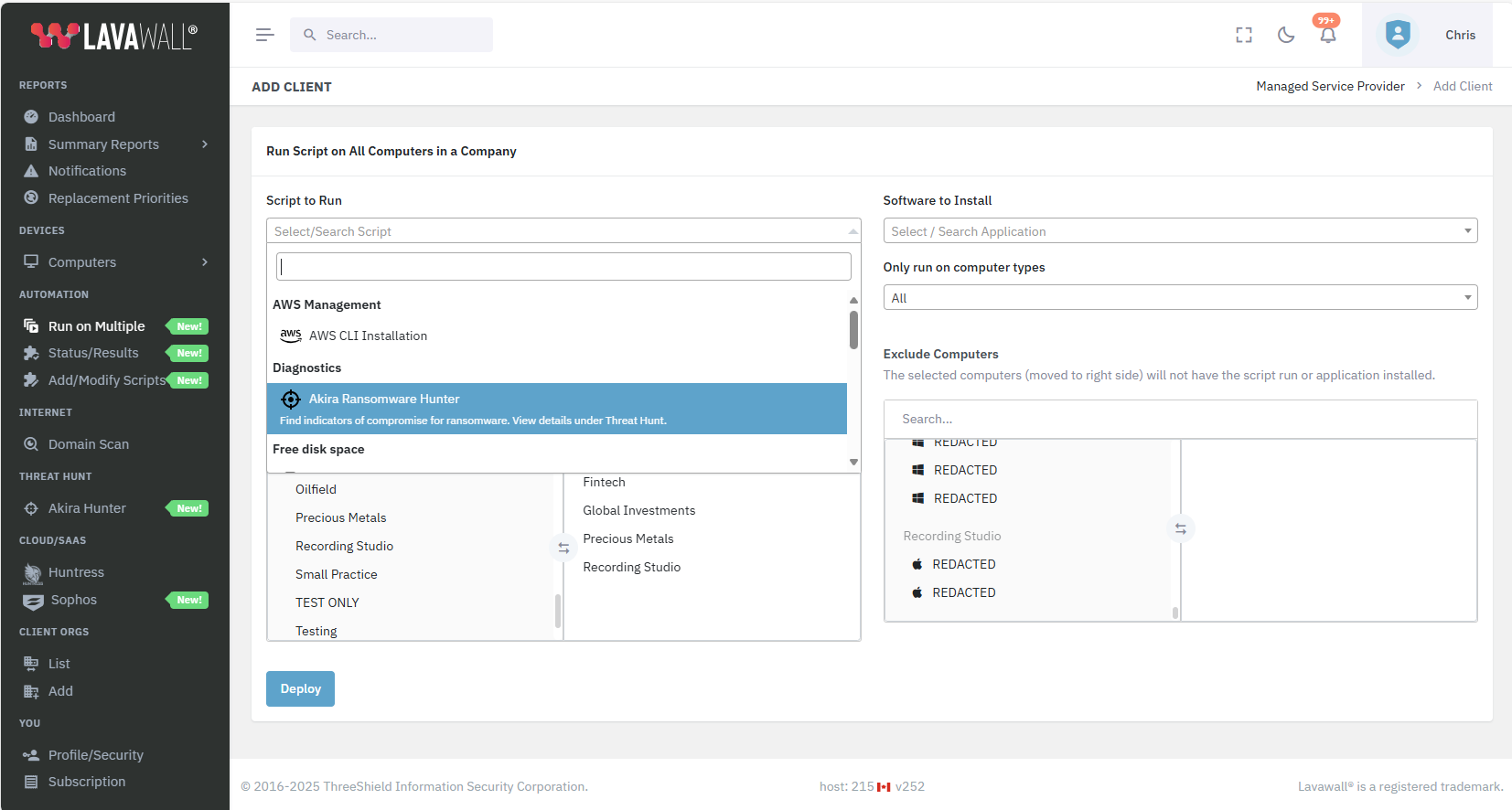 Deploy the Akira Ransomware Hunter for multiple computers and companies
