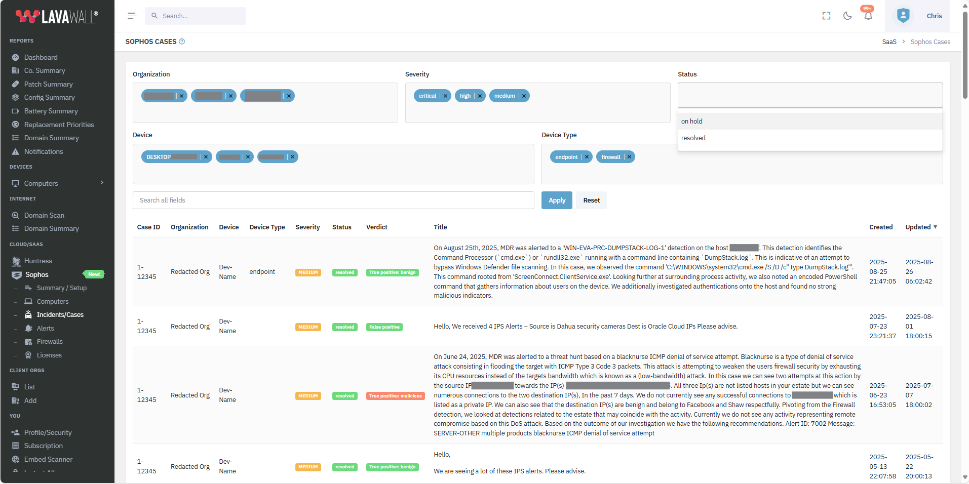 Sophos Incidents and Cases