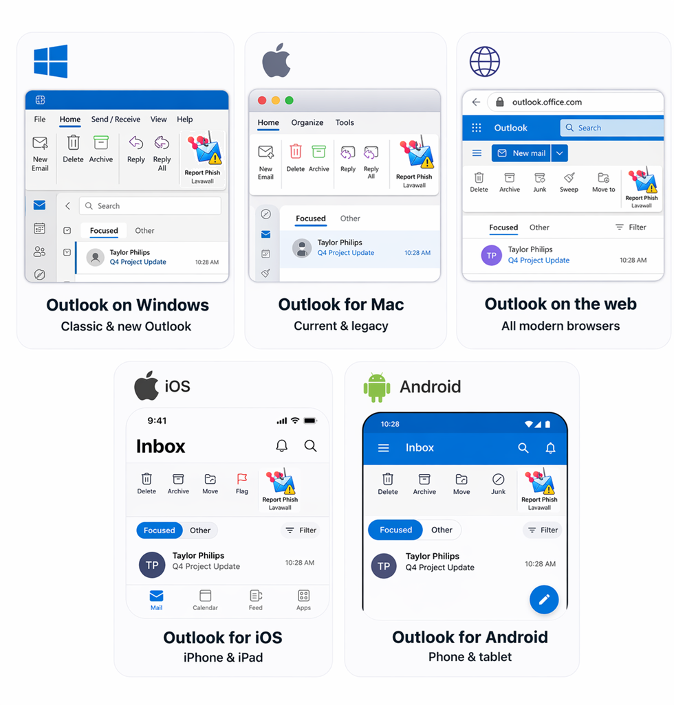 Lavawall phishing reporter works across every Outlook platform